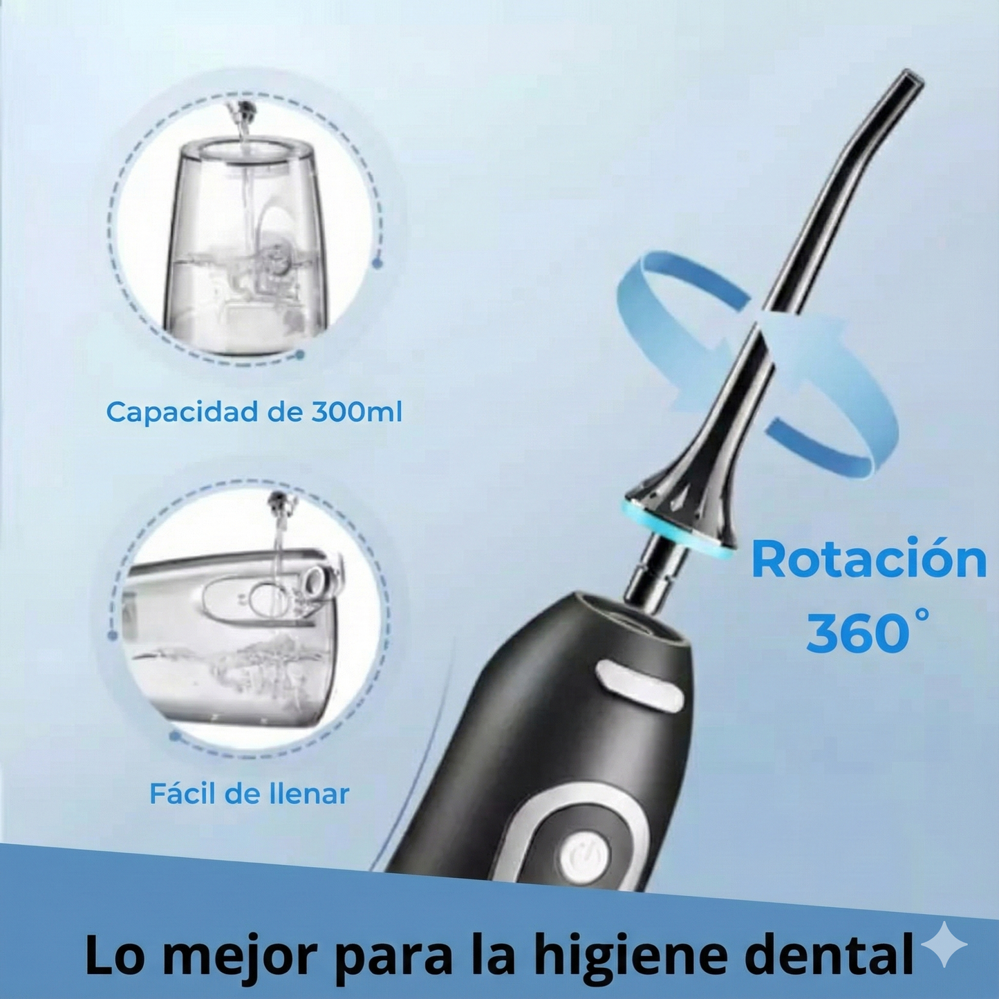 JETFLOSS® Pro Irrigador Bucal: Sistema de Limpieza Dental Portátil 4 en 1 con Tecnología de Pulso Hídrico y 6 Boquillas