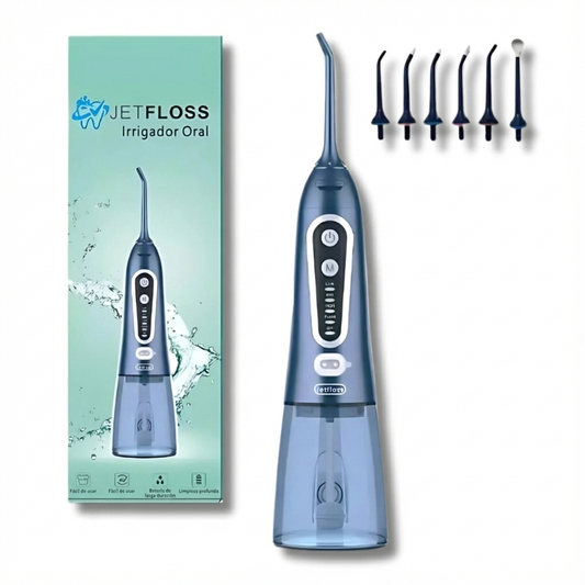 JETFLOSS® Pro Irrigador Bucal: Sistema de Limpieza Dental Portátil 4 en 1 con Tecnología de Pulso Hídrico y 6 Boquillas