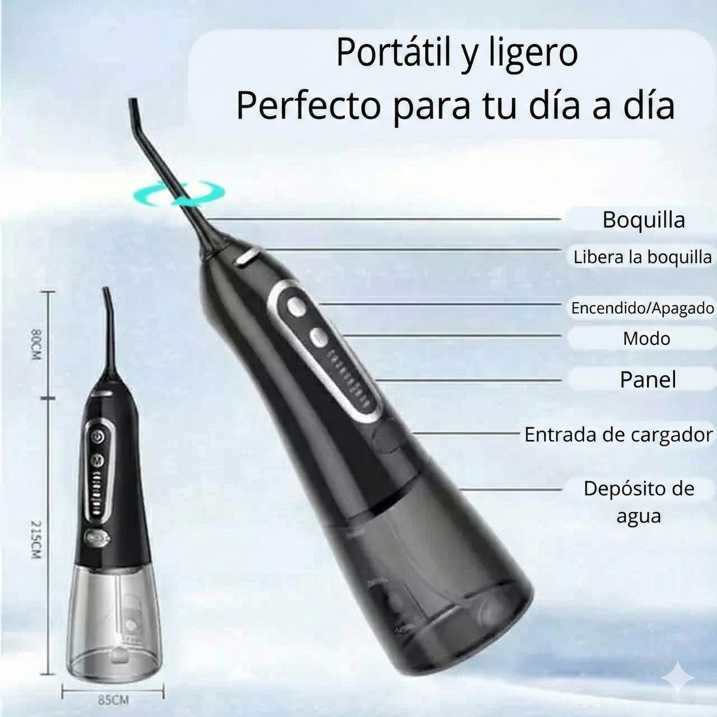 JETFLOSS® Pro Irrigador Bucal: Sistema de Limpieza Dental Portátil 4 en 1 con Tecnología de Pulso Hídrico y 6 Boquillas