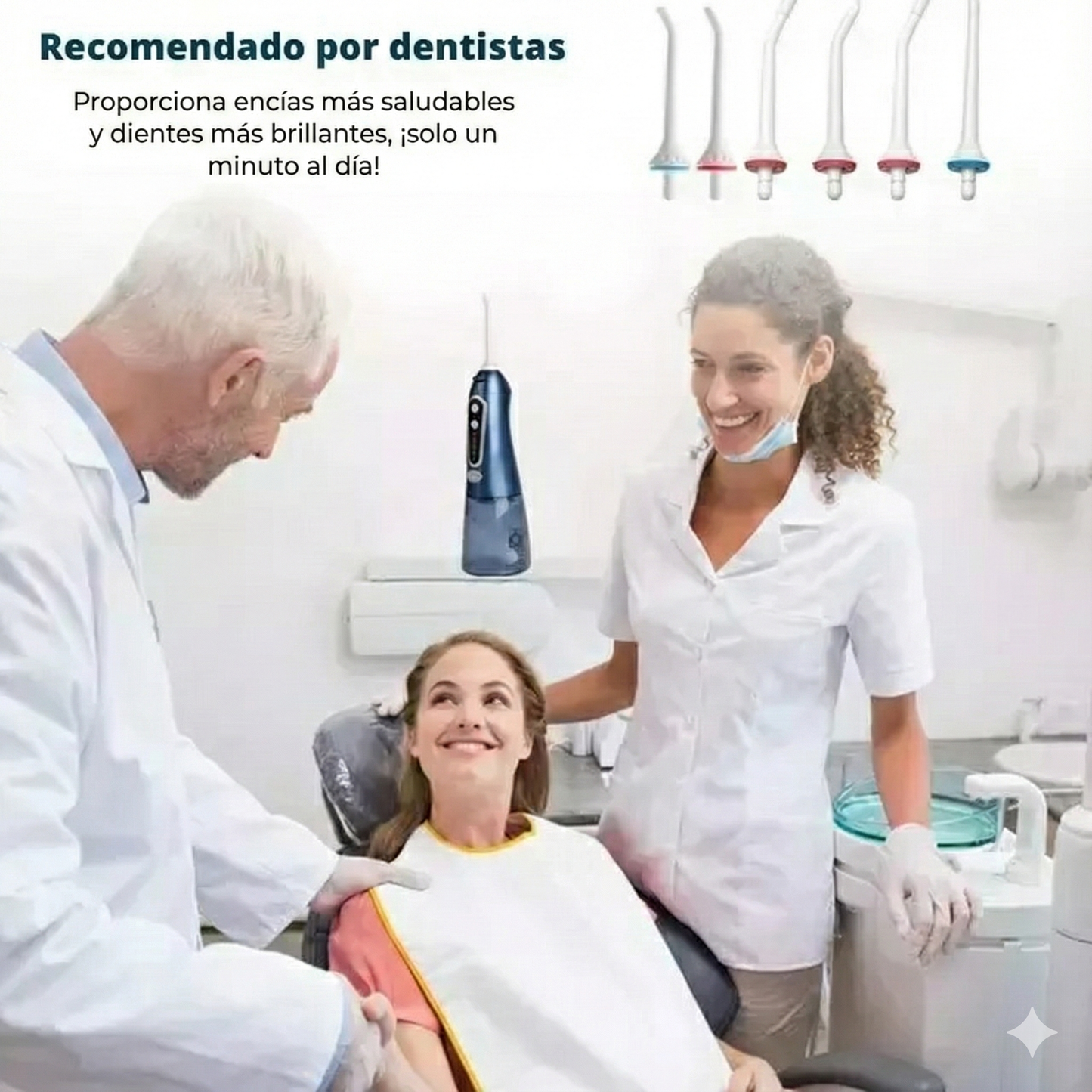 JETFLOSS® Pro Irrigador Bucal: Sistema de Limpieza Dental Portátil 4 en 1 con Tecnología de Pulso Hídrico y 6 Boquillas